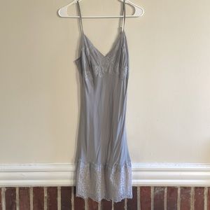 Gold Hawk Intimates Silver Silk Lace Slip / Dress